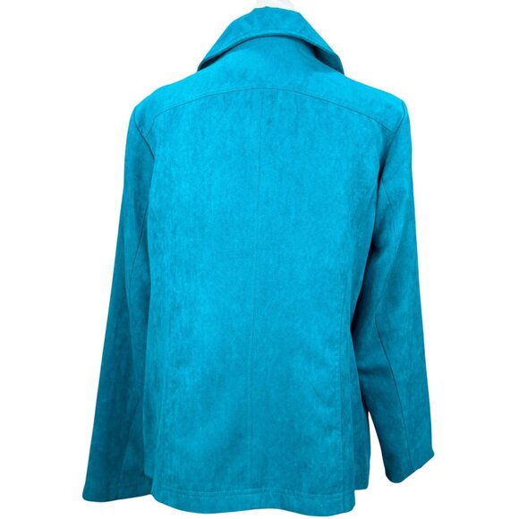 NEW Studio Works Button Up Blazer Jacket Womens 10 Blue Pockets Lined Collared - Picture 3 of 11